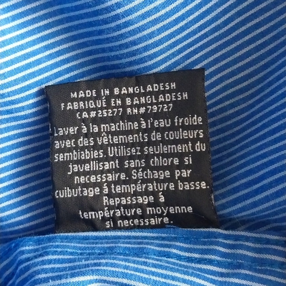 Motorgear Men's Size XL Button Up  Striped Blue Long Roll-up Sleeve Tab Shirt - Picture 7 of 9